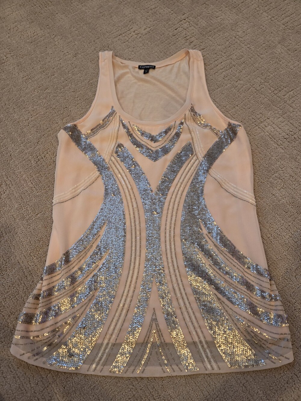 Express Light Pink Tank Top with Silver Trim